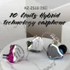 Écouteurs filaires Kz Zs10 Pro Casques métalliques 3,5 mm Jack Hybride 10 unités Hifi Bass Écouteurs intra-auriculaires Casques d'écoute Sport Suppression du bruit