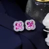 Pendientes de hoja de circonia cúbica para mujer, joyería de diseñador de marca, pendientes de Hip Hop de lujo para boda, CZ, nueva moda