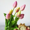 7 pezzi PU bouquet di tulipani simulazione flessibile vero tocco bouquet di fiori decorazione della casa display falso artificiale