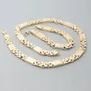 JEWELRY SET 11mm Mens Chain Boys Bracelet Gold Tone Flat Byzantine Link Stainless Steel Necklace Bracelet Set