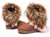 Mode Vossenbont Warme Herfst Winter Wiggen Vrouwen Snowboots Schoenen Echti Mitation Lady Korte Laars Casual Lange Schoen Maat 36-40