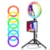 10inch RGB Light Colorful USB Beauty Video Studio Po Circle Lamp Dimble Selfie Led Ring Light With Stativ Stand Flash LED3331424