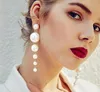 Fashion Elegant Long Pearl Dangle Earrings Created Large Simulated Pearl Chain Earrings for Brides Bridesmaids Wedding Party Jewelry WY109