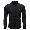 Elegante camisa de vaquero occidental para hombre, diseño de marca, bordado, ajustado, informal, camisas de manga larga, camisa de fiesta de boda para hombre para hombre 1