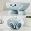 Zeepbakje tarwe stro zeep cartoon vorm badkamer cartoon vorm zeepdoos drainend praktische eenvoudige schone keuken reinigingszepen drain dish box