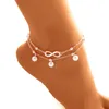 Simpatico braccialetto a forma di infinito lettera 8 Infinity Love imitazione perla multistrato catena braccialetto alla caviglia per gioielli da spiaggia estate donna