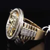 Partihandel-P Guld Silverfärg Egyptisk King Tutankhamen Ring Egypten Farao King Motor Biker Mens Icro Paved Stone Round Rings