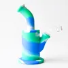 New Design 8.5inches Silicone Water Pipe Hookahs Recycler Bubbler unbreakabale silicone bongs with 4mm quartz banger Dab Rigs Oil