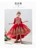 Высокий воротник половины рукава золотая аппликация красные маленькие девочки Pageant платья 2020 высокое низкое ruched цветочная девушка платье для свадьбы первое причастие