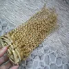 Clip In Human Hair Extension 8pcs/lot 613 Bleach blonde Brazilian Kinky Curly Remy Hair unprocessed color curly hair