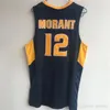 Koszulka Murray State Racers 12 Ja Morant Temetrius Jamel College Basketball ma na sobie koszulkę uniwersytecką żółto-niebiesko-biała OVC Ohio Valley NCAA