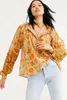 women yellow floral long sleeve blouse tassel tied V-neck loose boho blouse for women 2020 new summer bohemian beach holiday blouses shirts