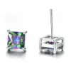 6 أزواج 1LOT Luckyshine عيد الشكر هدية مربع Mystic Topaz cubic Zirconia Gems 925