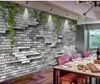 リビングルームのための3D壁画の壁紙パーソナライズされた三次元レンガの3 dの壁紙の壁緑のつるカフェの背景の壁