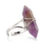 Ny sexkantig prisma ringar ädelsten rock naturlig kristall quartz heling punkt chakra sten charms öppna ringar för kvinnor män