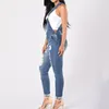 Sagace Monos Jeans Mujeres Moda Agujeros rasgados Denim Mono Bolsillos Casual Sin mangas Mamelucos para mujer Mono1