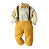 2020 Herbst Kids Boys Gentleman Outfits Kinder Plaid Langarmhosen Kleidungsstücke Plaidhemden +Hosentender Hosen 2pcs Anzüge C6417