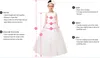赤面ピンクのレースのアップリケの花の女の子のドレス子供の結婚式安い長袖の最初の聖体聖体パーティードレス女の子Pageantのドレス
