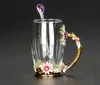 Creative Heat Resistant Crystal Glass Mug Enamel Glass Mug Flower Tea Set Coffee Cup Water Milk Coffee Drinkware For Gift Hot sales