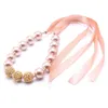 Or couleur ruban enfant gros collier bricolage attaché ruban Bubblegum perle gros collier enfants bijoux pour tout-petits filles