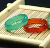 Fabrikspris Färgglada 6mm Natural Agate Ring Agat Gemstone Smycken Gemstone Ring Finger Ring Mix Diameter 15-18mm 50pcs