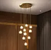 미국 크리스탈 공 LED 샹들리에 전등 럭셔리 빌라 계단 크리스탈 교수형 펜 던 트 램프 거실 홈 lustres