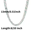 3 färger 13mm Hiphop Mens Full Red Diamond Cuban Link Chain Necklace Armband Guys Bling Curb Choker Chains Miami Rapper Jewelry F299o
