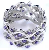 Ametista anel de zircão tanzanite feminino anel de diamantes completa