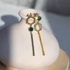 Fashion-S925 orecchino a goccia in argento con pietra naturale in oro 18 carati placcato oro semplice regalo di gioielli da donna PS6742