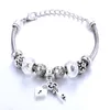 Link Chain Antique Original Heart-Shaped Key Lock Charm Bracelets For Women Glass Beads Brand Bracelet & Bangle DIY Jewelry Gifts1
