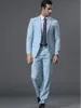 Smoking da uomo blu chiaro da uomo con risvolto con risvolto, smoking da sposo dello sposo, blazer da uomo nuovo di zecca, giacca da 2 pezzi (giacca + pantaloni + cravatta) 1484