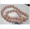 18 "L 11-12MM SUL MAR NATURAL ROSA PÉROLA NECKLACE 14K OURO CLASSE c