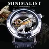 Forsining Design minimalista doppio lato trasparente da uomo d'affari corona testa scheletro orologio da uomo orologio automatico di lusso di marca superiore290h