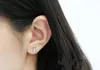 Asymmetrisch grün verspannter Sämlinge im koreanischen Stil Sterling Sterling Sier Mini Stud Ohrring Female Schaufel süße Ohrringe