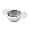 Rostfritt stål Tease Tea Filter med Bottom Cup Dubbelhandtag Bulk Spice Filter Reusable Tea Strainer Tekanna