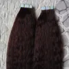 Grov Yaki brasilianskt hår 40st / lot hud väftband hårförlängningar 100g brasiliansk jungfru hår kinky rakt