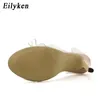 Eillken 2018 PVC Jelly на шнуровке на шнурок на шнурок на шнурок открытые на высоких каблуках сексуальные женщины прозрачные каблуки сандалии насосы партии 11 см продаж Продвижение