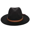 Moda-Güneş Şapka Kadın Erkek Fedora Şapka Klasik Geniş Ağız Keçe Floppy Cloche Cap Chapeau İmitasyon Yün Kapağı