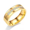316L roestvrij stalen diamant paar band ringen Koreaanse versie micro-ingelegd zirkoon 18K gouden ring en maat # 5- # 14 10pcs / lot