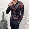 2019 Retro Floral Bedruckte Mann Casual Shirts Mode Klassische Männer Kleid Shirt Atmungsaktive herren Langarm Schlank Marke Kleidung