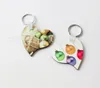 200pcs Love Shaped Two-sided Sublimation blank MDF wooden keychain Thermal transfer print design picture personality for Bag Parts