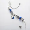 Braccialetto con ciondolo ciondolo blu moda per gioielli Pandora Bracciale con perline luna stella fai da te placcato argento con scatola