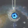 Fashion Rare Vintage Silver Starry Sky Round Moon Pendant Necklace Outer Space Universe Necklaces Jewelry Pendants