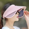 Sun Visor, Lato Unisex Odkryty Sporty Topless Anti-UV Cap Sun Visor Hat Oddychający Sunhat, Kobiety Duży Brim Lato Ochrona UV Plaża Hik