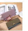 Casual vrouwen portefeuille lange portemonnee brief v draagbare geld pouch bank kaarthouder effen carte porte portefeuille voor creditcards iphone zak