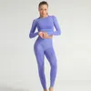 Uzun Kollu Dikişsiz 2 Parça Yoga Set Bayan Egzersiz Kış Spor Giyim Kadın Set Spor Giyim Egzersiz Giysileri Spor Giyim