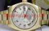 Luxury High Quality 42mm Men's 18kt Gold Sky-Dweller Silver Roman Dial 326938 Mechanical Automatic Mens Watch Wristwatches
