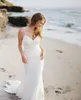 2019 Nuovo abito da sposa a sirena da spiaggia senza schienale Western Summer senza spalline Abito da sposa lungo Plus Size Custom Made