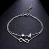 Vintage 26 Letter Anklet Bracelets Female Initial Heart Infinity Charm Bohemian Friend Jewelry Gift Ankles Bangle for Women Girls