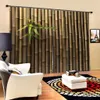 Custom Bamboo Stems and Leaves Oriental Nature Wood Natural Scenery Curtains For Living room Bedroom Bamboo Blackout Drapes Sets